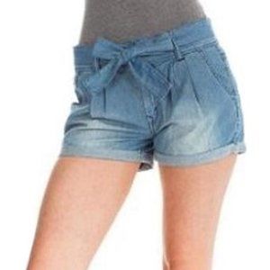 Belted Chambray Chino Shorts